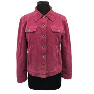 VTG Syzygy Corduroy Jacket Coat Womens Small Pink Snap 4 Pockets Cotton Blend